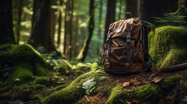 mochila en el bosque