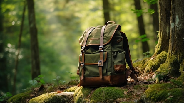 mochila en el bosque