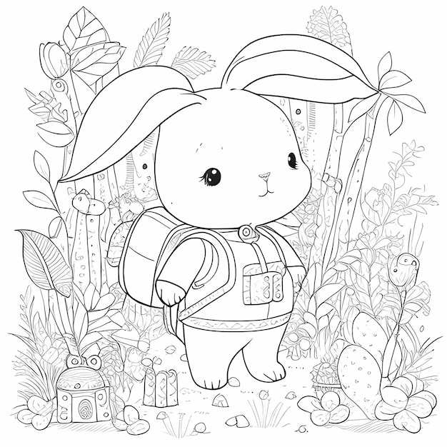 Mochila Bunny Candy Quest Dibujo de un lindo conejo en un dulce bosque