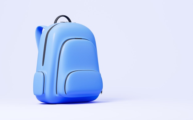 Mochila de desenho animado na renderização 3d de fundo azul