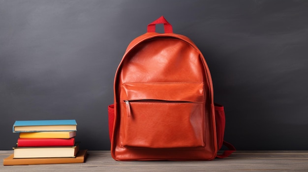 mochila escolar com livros conceito de volta à escola