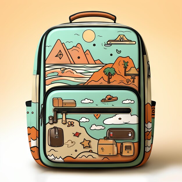 Foto mochila con ilustración de vuelta al cole