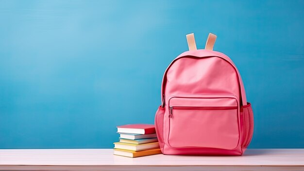 Mochila rosa con papelería