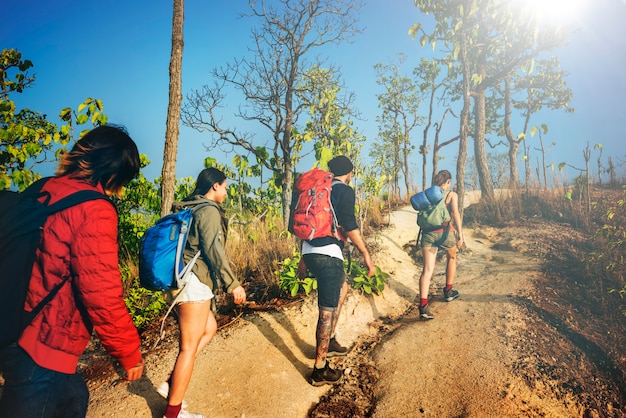 Mochilero Camping Senderismo Viaje Viaje Concepto Trek