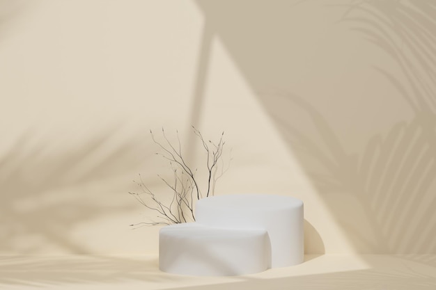 Mock up 3d Podium con concepto cosmético tema de verano Forma geométrica Fondo abstracto 3d render ilustración