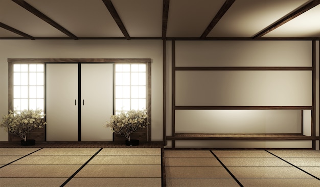 Mock up estilo zen interior. Renderização em 3d