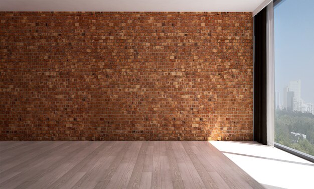 Foto mock up moderno decoração e sala de estar e textura de parede de tijolo vermelho design de interiores de fundo