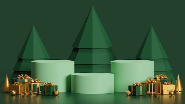 Mock-up-Podest für die Produktpräsentation abstraktes Minimalkonzept Weihnachten und Neujahr