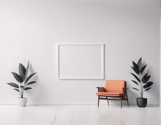 Mock-up Posterrahmen im modernen Innenraum Hintergrund mit Wohnzimmer Sofa und skandinavischem Stil 3d