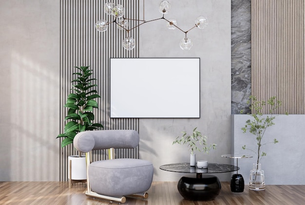 Mock up quadro de cartaz em quartos totalmente mobiliados interiores modernos