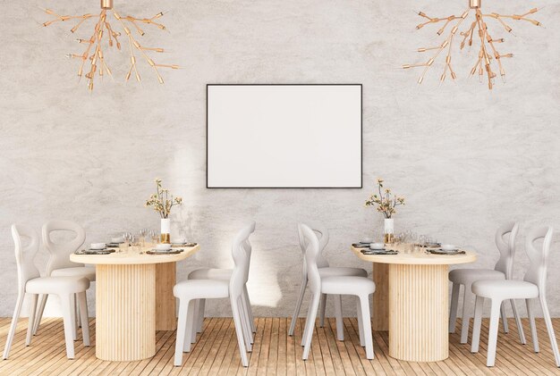 Mock up quadro de cartaz no interior moderno quartos totalmente mobiliados fundo Sala de jantar