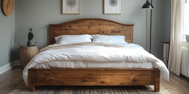 Mock up quarto brilhante com uma cama grande confortável e um fundo elegante brilhante d renderização