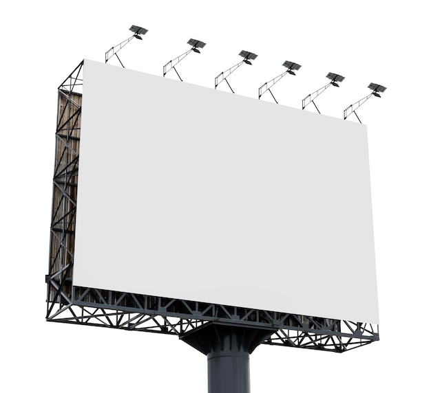 Mock-up weißer Plakatpfahl, isoliert auf weißem Hintergrund mit Ausschnittsweg
