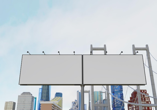 Mockup 3D de cartel en blanco en el centro de la ciudad
