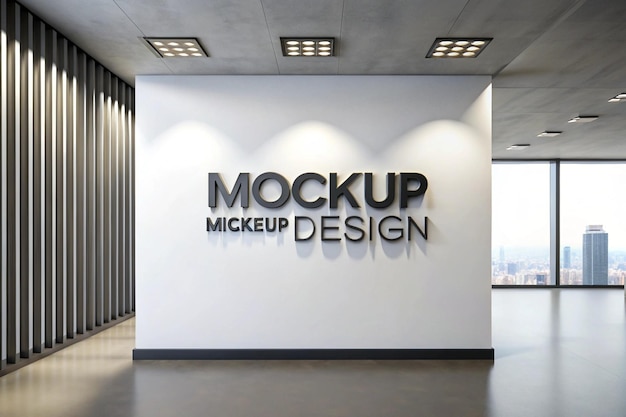 Mockup 3D del logotipo en la pared blanca