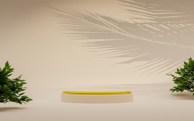 Mockup 3d Podium mit Blume Geometrische Form kosmetisches Konzept Abstrakter Hintergrund 3D-Darstellung