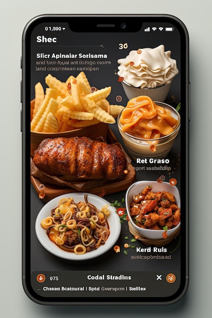 Foto mockup de la aplicación de pedidos de comida del restaurante generar una maqueta de interfaz de usuario amigable para una aplicación de pedido de comida