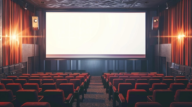 Mockup auf der weißen Leinwand im Kino