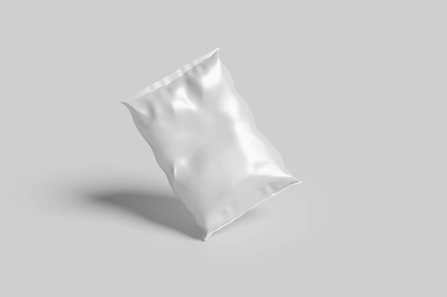 Mockup de una bolsa de bocadillos blanca en blanco