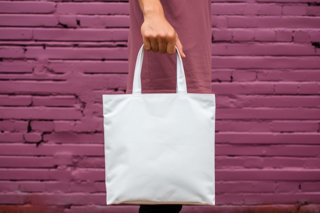 Mockup de bolsa ecológica de exhibición de marca para aplicación de logotipo IA generativa