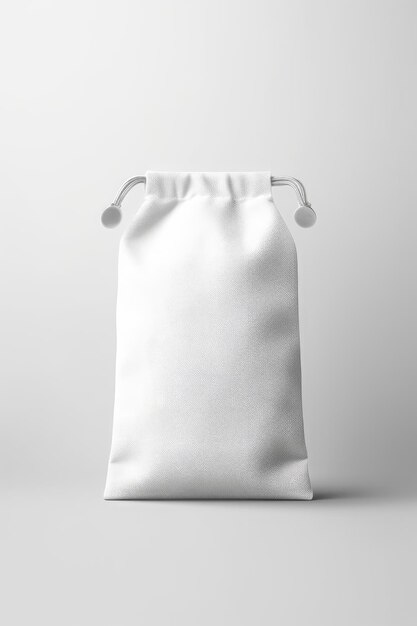 Foto mockup de bolsa de embalaje blanco con tonos de fondo blanco generado por ia