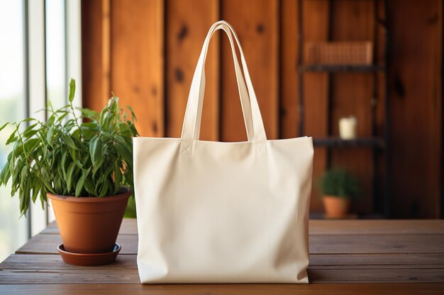 Foto mockup de bolsa de la lona bolsa de compras