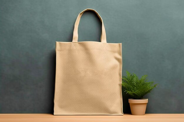 Mockup de bolsas de compras totestyle en un fondo de color vacío generado por Ai