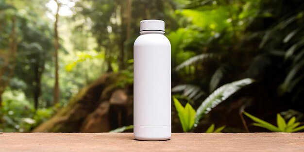 Mockup de botella en blanco con fondo de tema natural AI Generativo