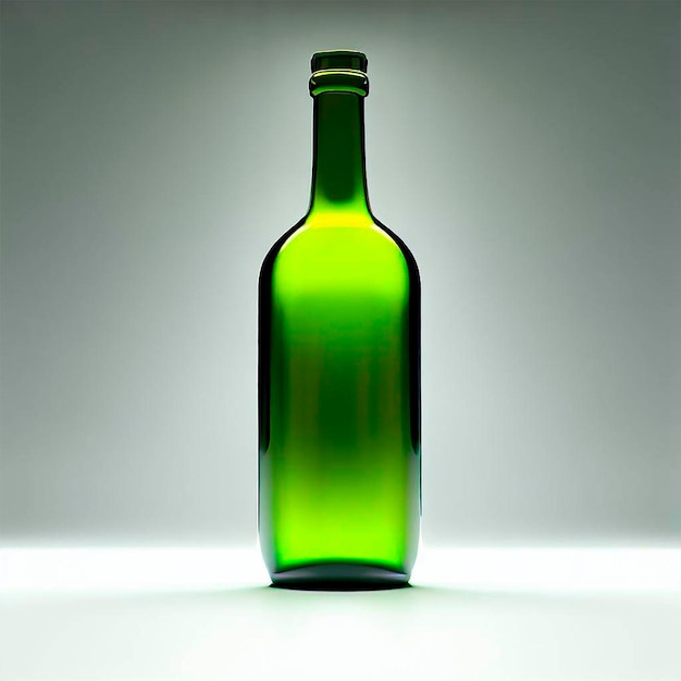 Foto mockup botella de vidrio verde