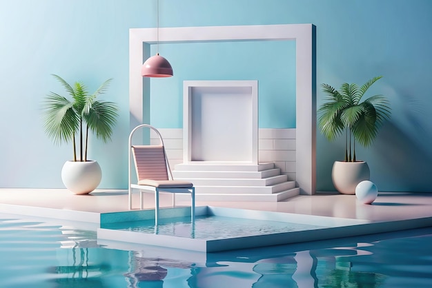 Foto mockup branco em piscina de luxo
