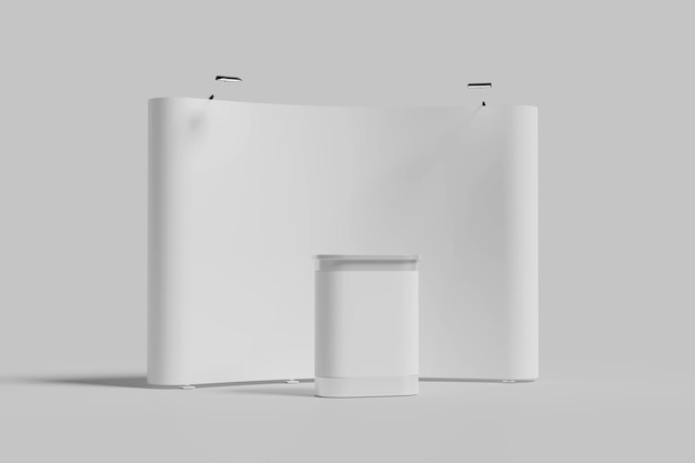 Mockup de la cabina de visualización de pop-up en blanco