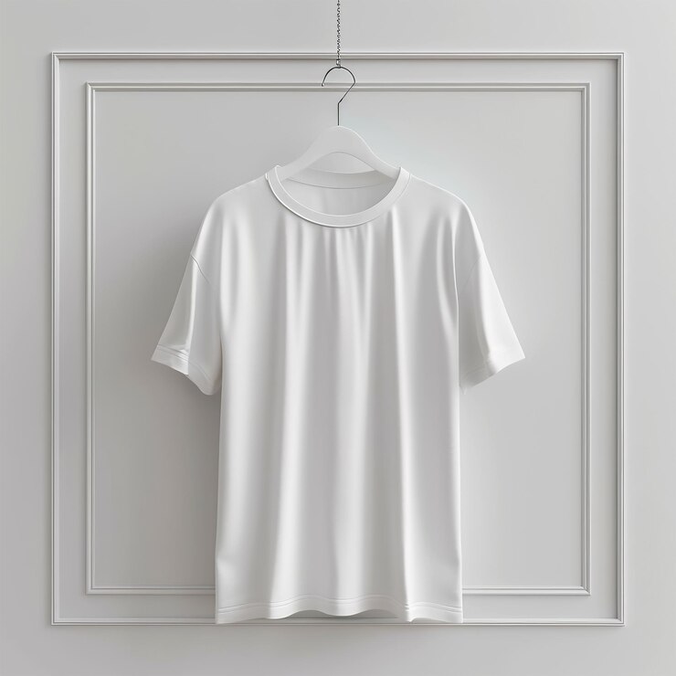 Mockup de camiseta blanca con colgante vacío con representación 3D de la vista delantera