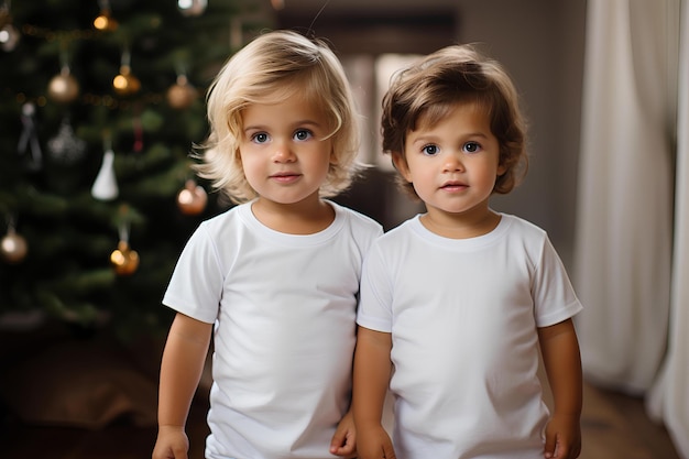 Mockup de camiseta blanca para niños para diseño de impresión