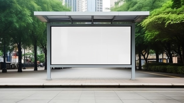 Mockup de cartel en blanco en una parada de autobús en una ciudad Caja de luz urbana dentro del anuncio