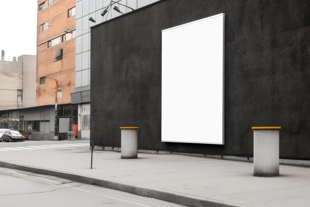 Foto mockup de cartelera blanca de un gran cartel publicitario en la calle primer plano extremo ia generativa