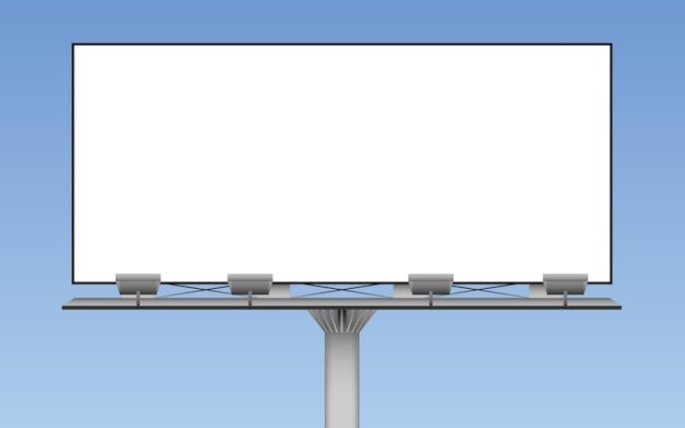 Mockup de cartelera en blanco sobre un fondo azul
