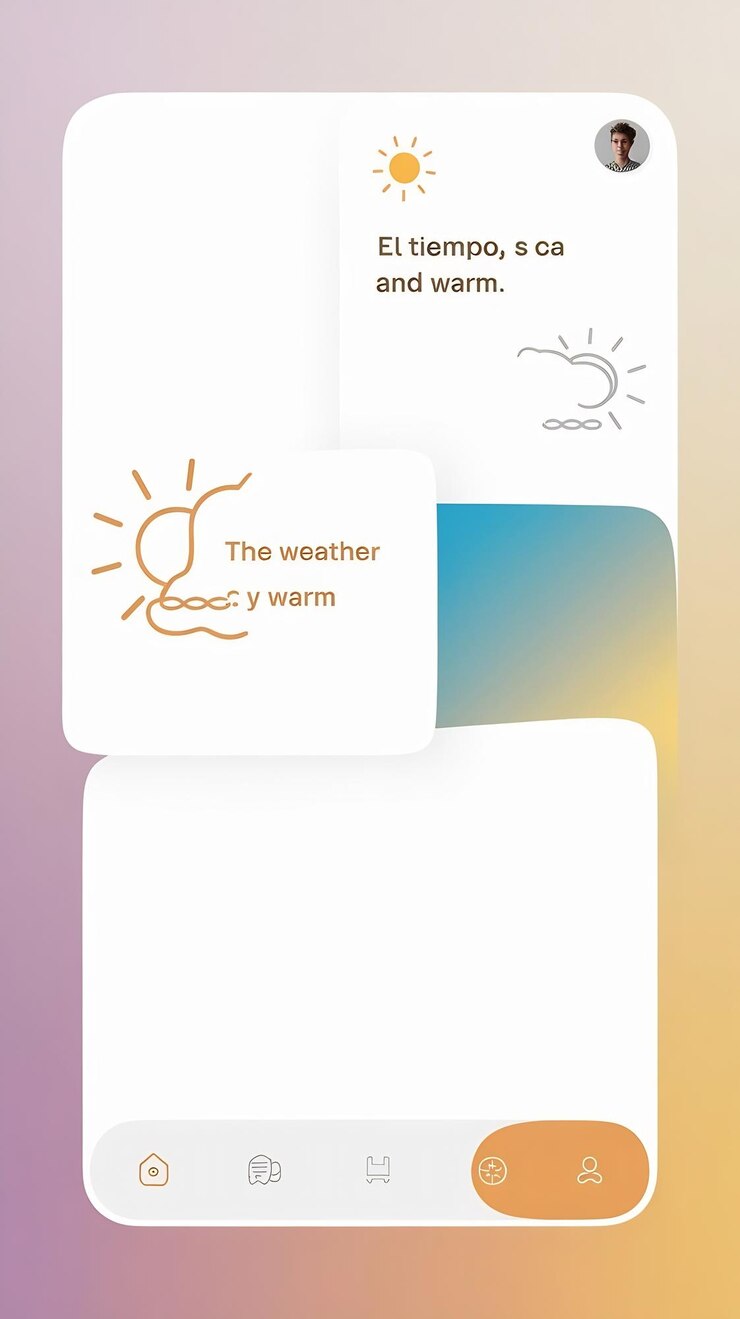 Foto mockup concept interface de aplicativo móvel para tempo real exemplo de tradução espanhol e inglês