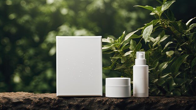 Mockup de un conjunto de envases blancos para productos cosméticos