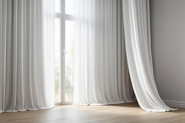 Mockup de cortinas de ventana Característica de diseño de espacio blanco en blanco