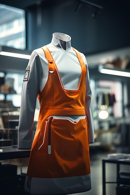 Mockup creativo de un delantal de chef en un diseño de la colección de uniformes de Avant Garde Gastronomic Laborat