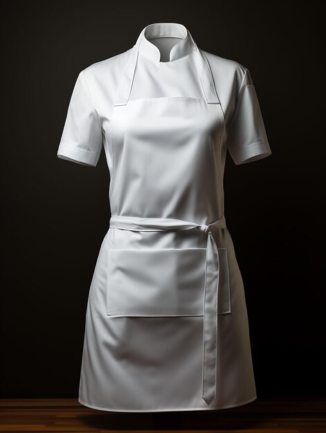 Foto mockup criativo de um avental branco de chef em branco apresentado em um design de coleção de uniforme prof