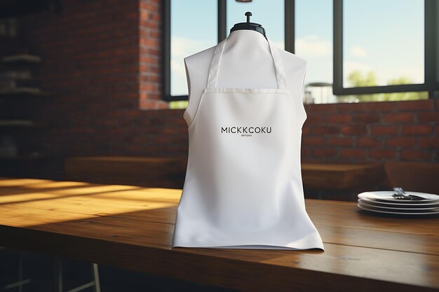 Mockup criativo de um avental de chef branco limpo em um design contemporâneo de coleção de uniformes C