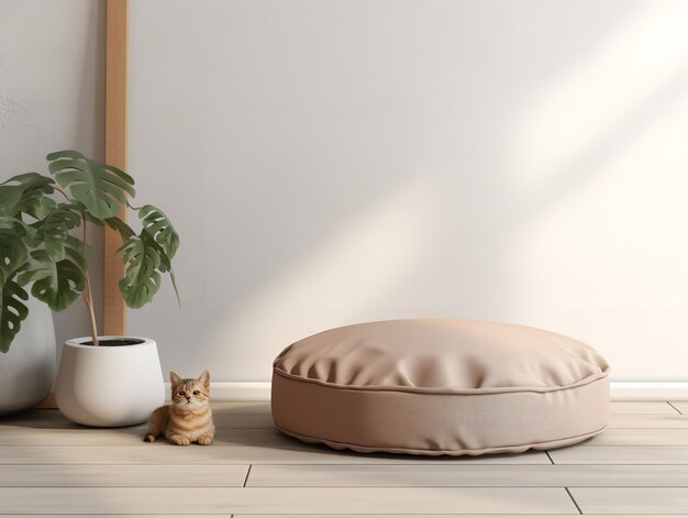 Mockup de cama acolhedora para animais de estimação para casa e lojas de animais de estimação gerado por IA