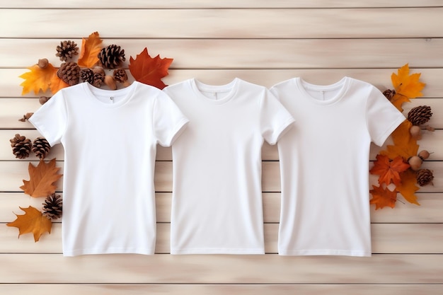 Mockup de camiseta feminina branca de algodão com IA generativa de abóboras