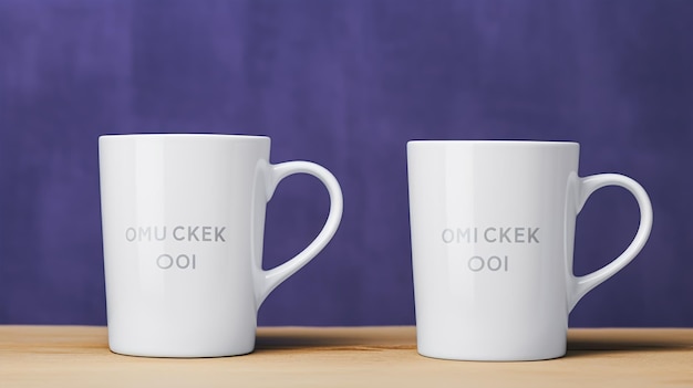 Mockup de caneca duas xícaras de chá ou café com etiqueta