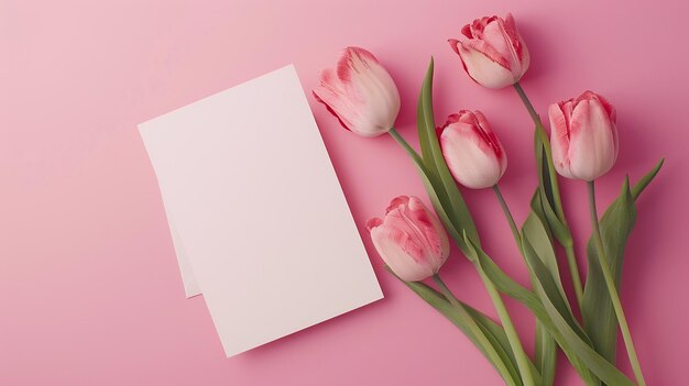 Mockup de cartão de papel em branco com Tulip