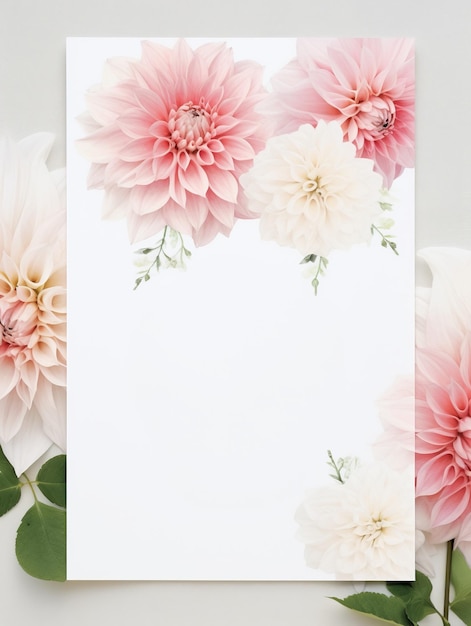 Mockup de cartão de saudação em branco flores e plantas fundo convite casamento aniversário lugar para texto