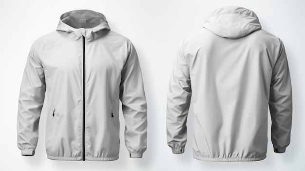 Mockup de casaco de vento masculino branco simples