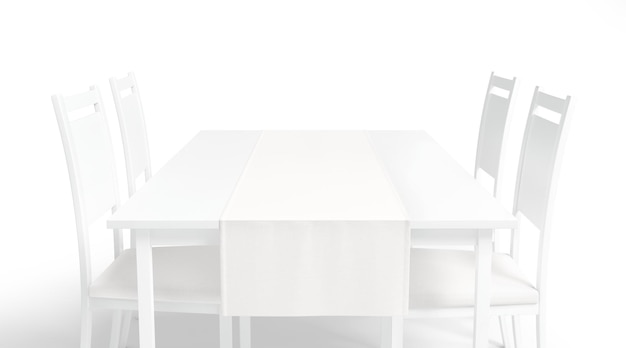 Mockup de corredor de mesa branco em branco vista frontal