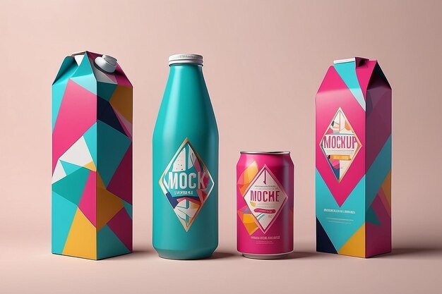 Foto mockup de embalagem de bebidas alcoólicas inspirado em geometria personalize seu design